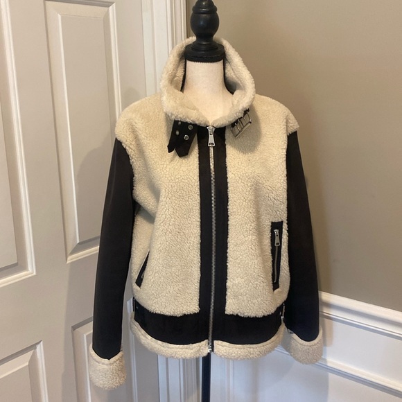 Like new worn twice Womens Live tree size medium black and cream bomber jacket. - Picture 1 of 11